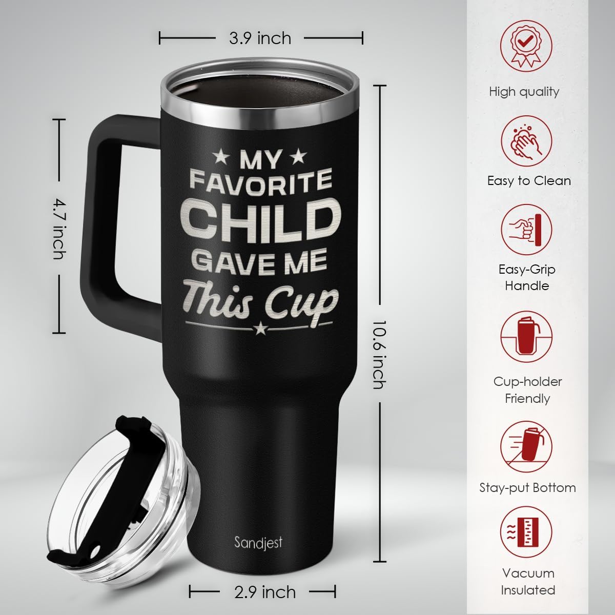 SANDJEST Dad Gift from Daughter, 40oz Stainless Steel Insulated Coffee Tumbler With Lid & Straw, Travel Cup Gift for Dad, Christmas Birthday Father's Day - Image 3