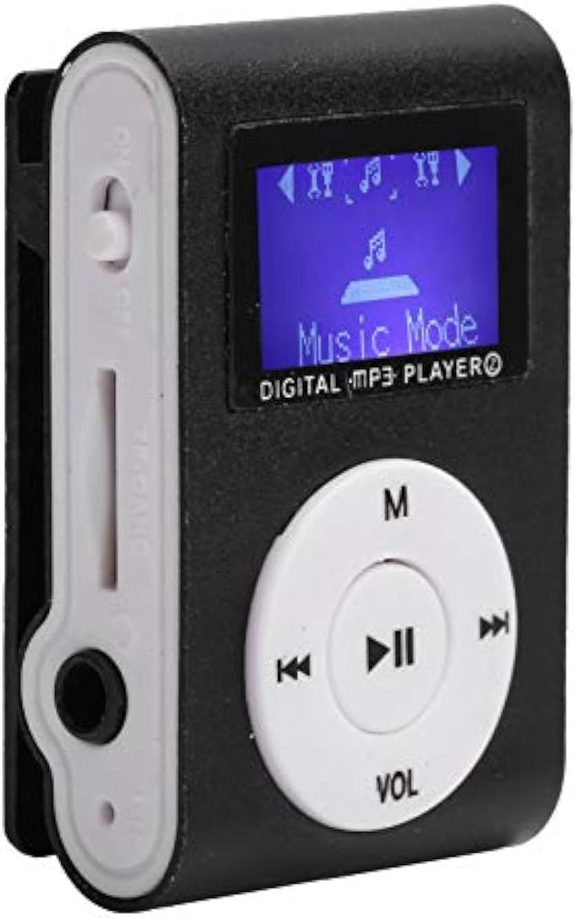 MP3 Player for Walking Running, Portable Mini MP3 Music Player Sports BackClip LCD Screen MP3 Support Memory Card, Support up to 32GB, with Mini Screen (Black)