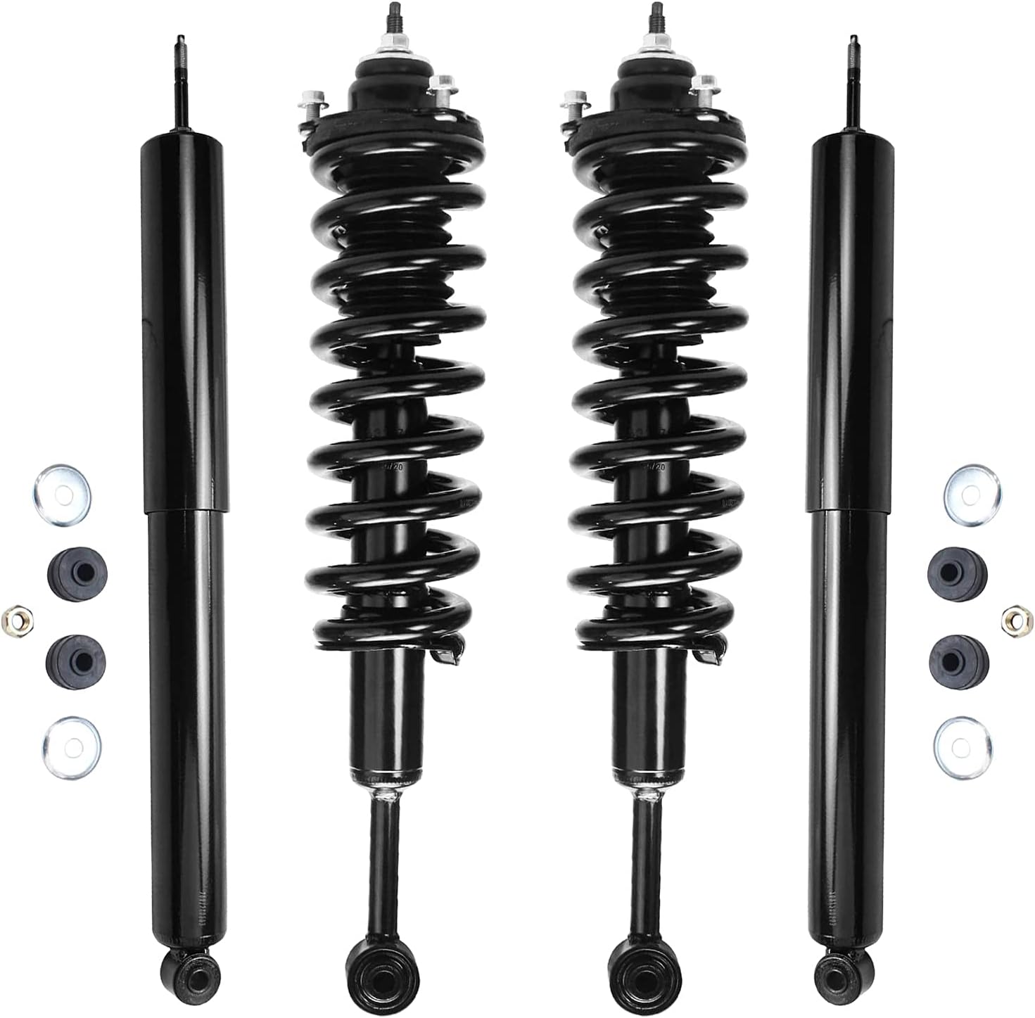 4WD Struts Shocks for 2005-2015 Toyota Tacoma Complete 2 Front Struts with Coil Spring 2 Rear Shock Absorbers 2006 2007 2008 2009 2010 2011 2012 2013 2014 Replacement Suspension Kit