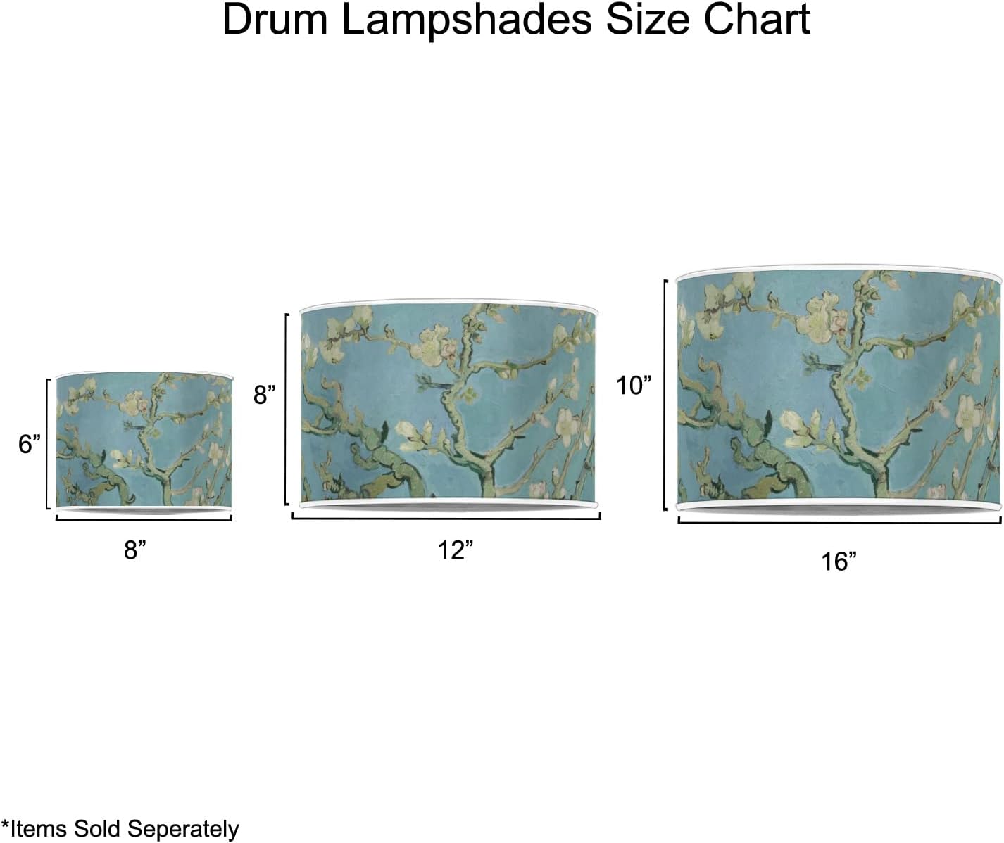 YouCustomizeIt Almond Blossoms 16" Drum Lamp Shade - Fabric