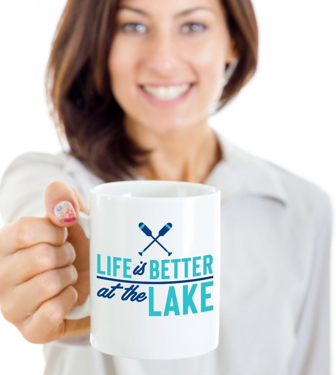 Life Is Better At The Lake Summer Time Vacation Coffee & Tea Mug For Kayak Enthusiasts & Boat Owners (15oz)