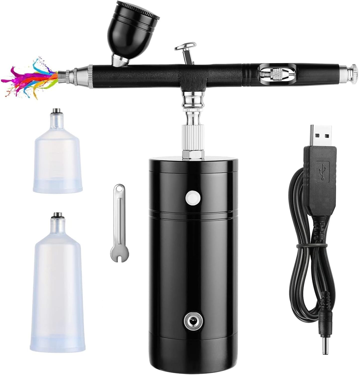 ポータブル充電式ミニコンプレッサーエアブラシペイントスプレーガンエアブラシセットネイルアートケーキ霧用 幅広い分野に適用される(Bl