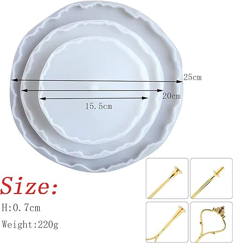 Miniatura 2 de Hsxxf - Moldes de soporte para tartas de 3 niveles para resina, molde de bandeja de resina de silicona para tartas de resina epoxi con un juego de