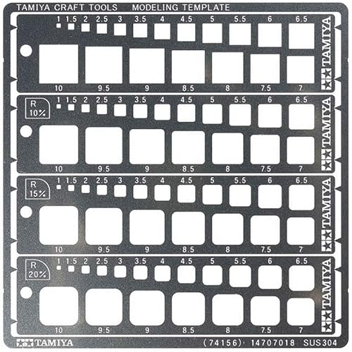 Tamiya Plantilla cuadrada de modelado 0.039-0.394 in (4) PE, fabricación de modelos, accesorios