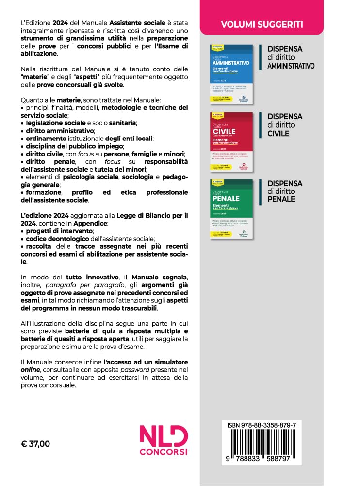 Assistente sociale 2024. Manuale + Test di verifica per la preparazione all'esame di abilitazione e ai concorsi. Nuova ediz. Con espansione online