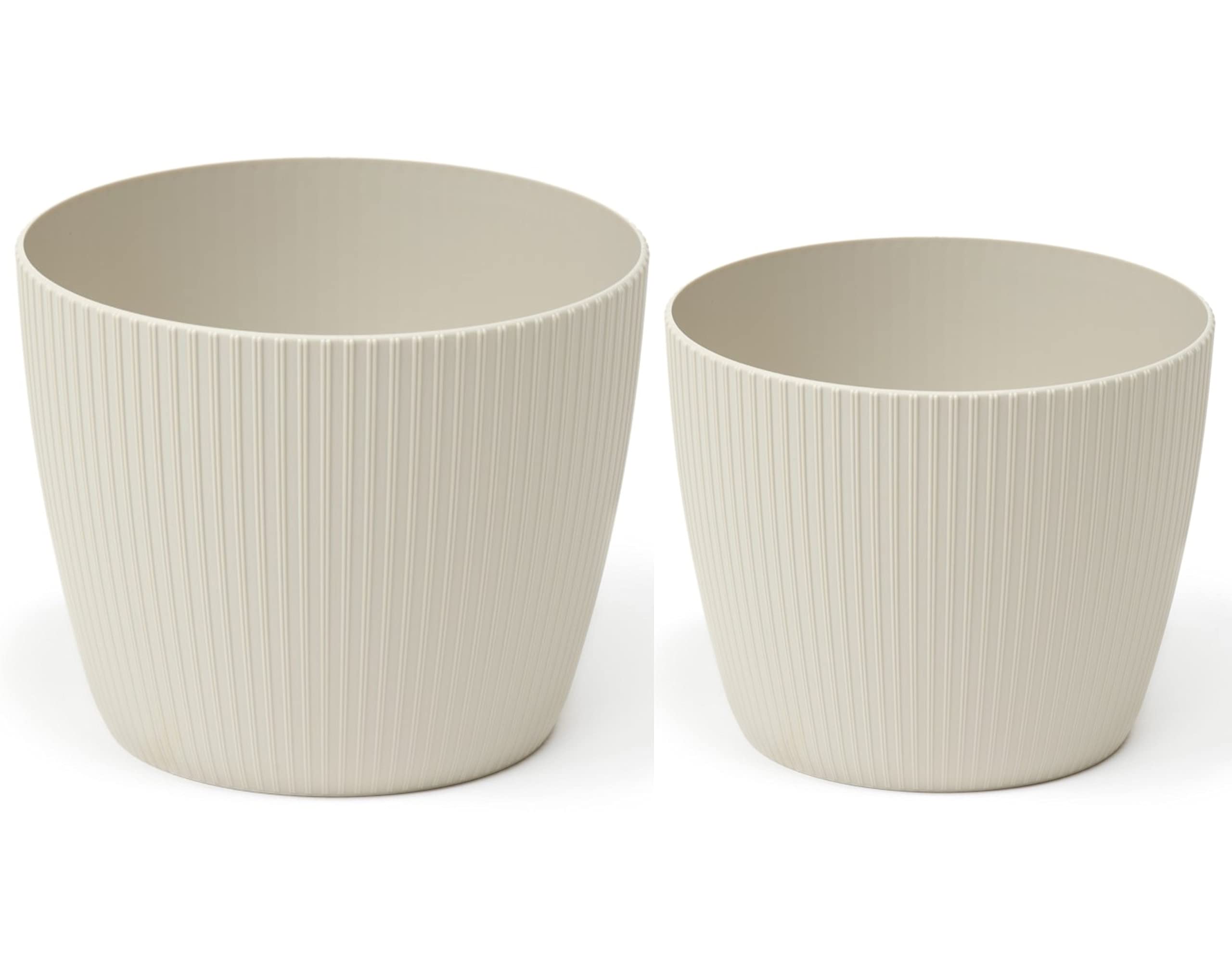 Vaso da fiori rotondo con scanalature moderne (5 colori, 4 misure) (bianco, L - 22 cm
