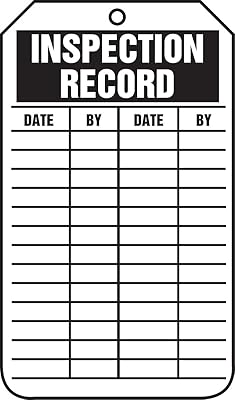 Accuform 25 Inspection Records Tag,Inspection Record, PF-Cardstock, TRS307CTP