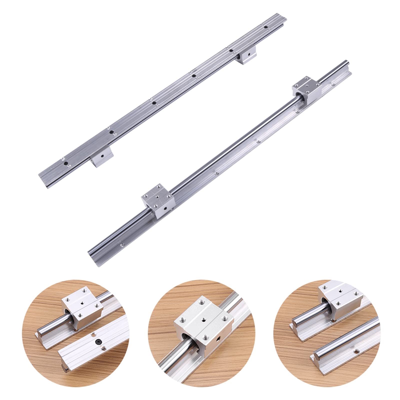 Zestaw Prowadnic Szynowych z łożyskiem Liniowym 12 Mm z 4 Blokami SBR12UU, Odporny na rdzę, Trwały Metal, długość 700 Mm Zapewniająca Precyzyjny Ruch