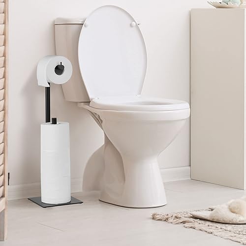Miniatura 4 de Soporte de papel higiénico negro, para baño, rollo de papel higiénico, soporte de rollo de papel higiénico, dispensador de papel higiénico