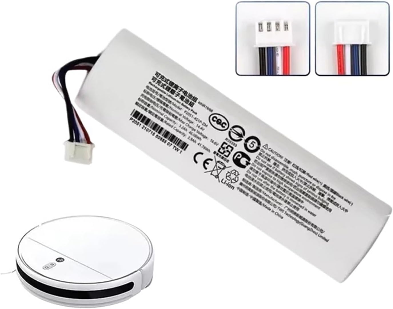 Vacuum Cleaner Accessories, Compatible for Xiaomi Mijia Mi, 14.4V 6800mAh Replacement Battery for Robot Vacuum Cleaner 2C, STYTJ03ZHM, P2051-4S1P-ZM, Long-Lasting Li-ion Rechargeable(3000mAh)