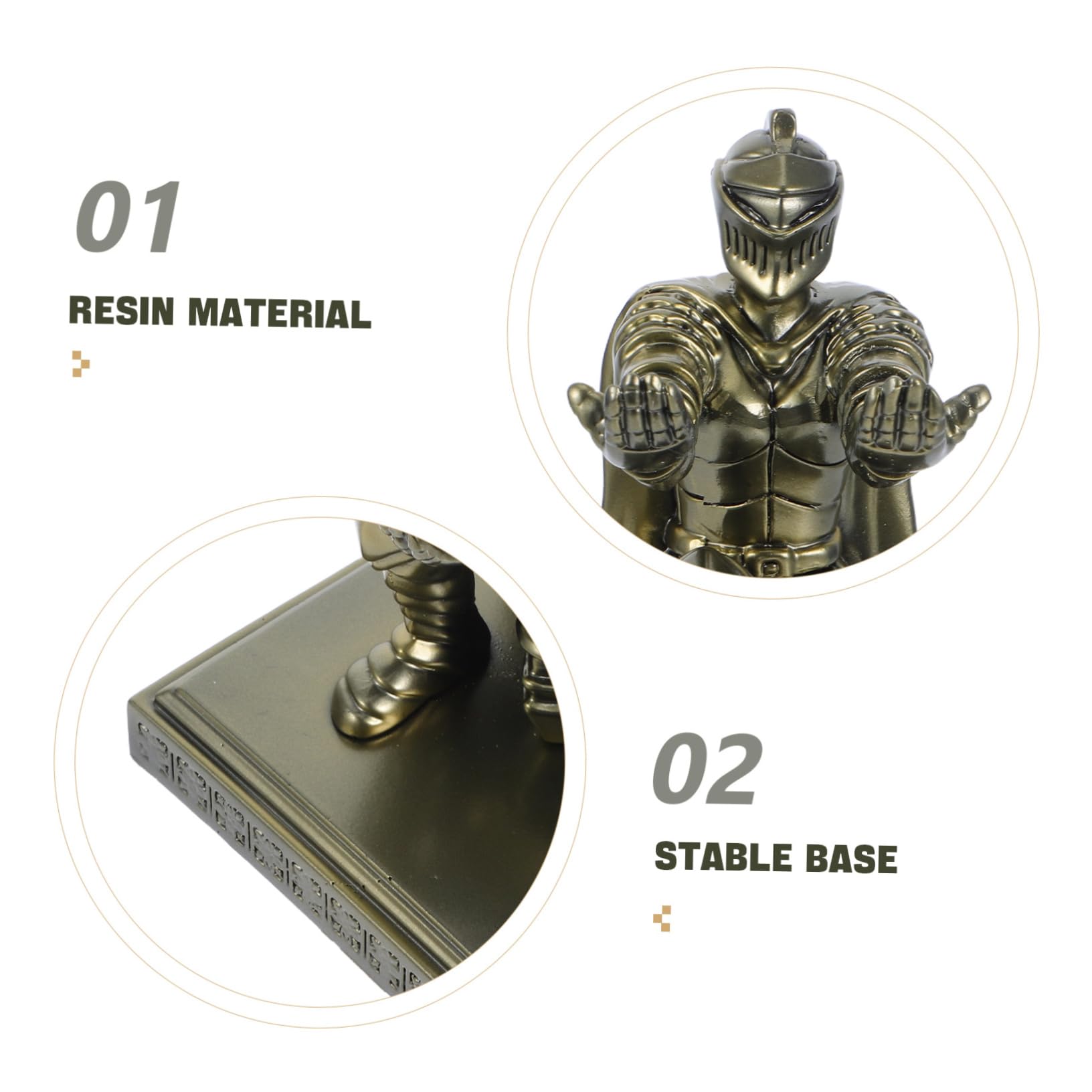 DOITOOL Portapenne Soldato in Resina Base Stabile, Aspetto Medievale Retrò, Design Unico, Portapenne Multifunzionale per Ufficio e Vanity, Decorazione Scrivania Oro