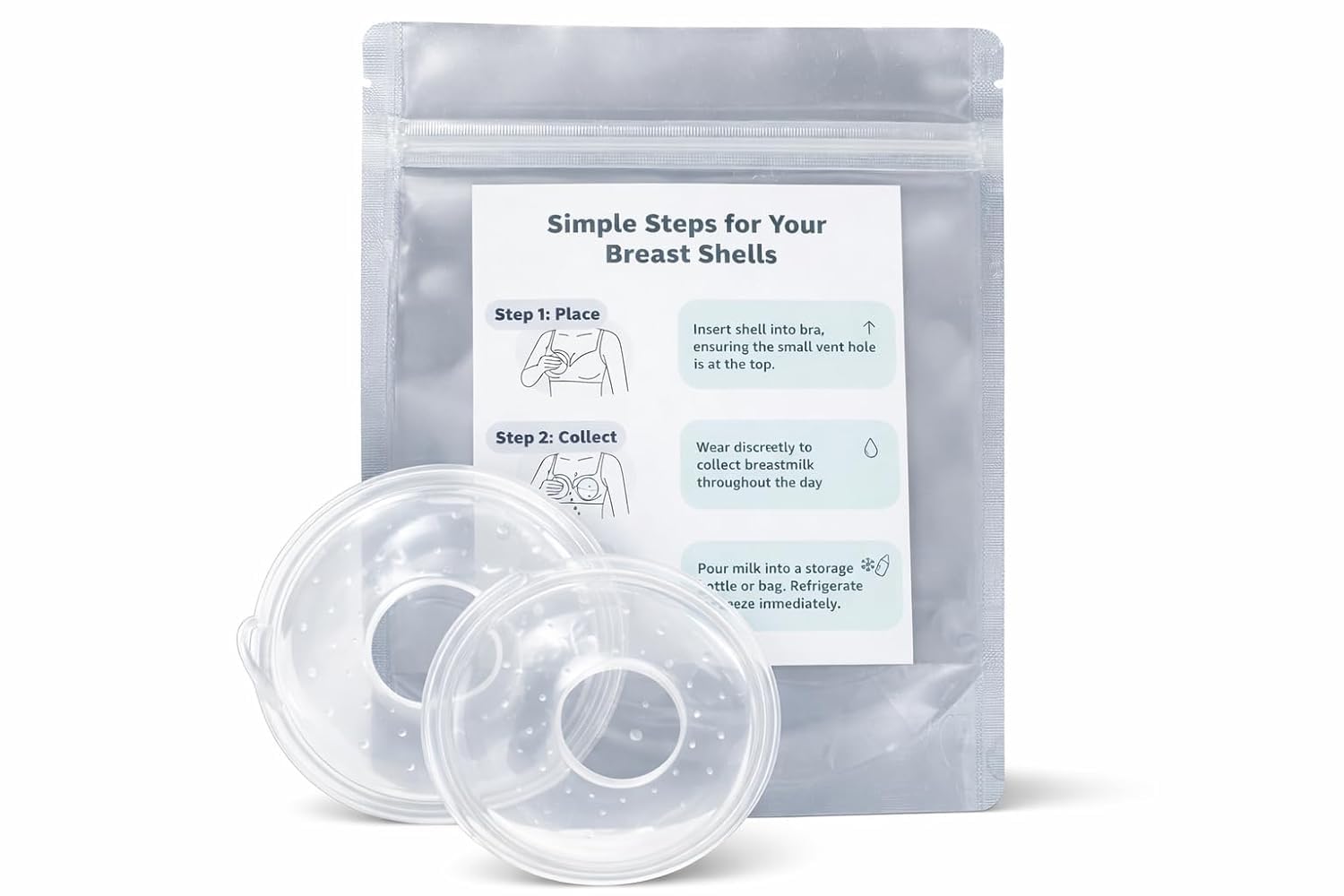 Breast Milk Collector for Women - Milk Collector in Breast Feeding- Food Grade Silicone Milk Storage Caps, Leak-Proof Nipple Pads - Milk Storage Jar (Milk Storage Jar (Pack of 2))-image-20