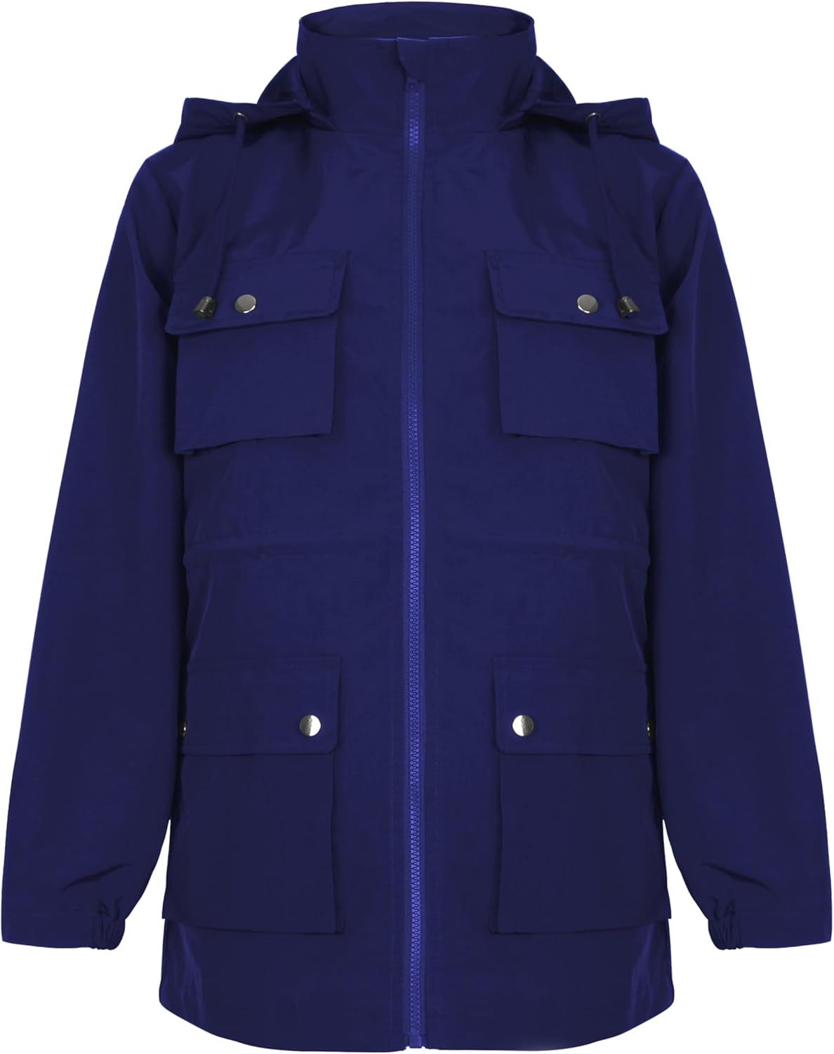 PESION Womens Packable Military Utility Raincoat Outerwear Waterproof Windbreaker Cargo Jacket for Outdoor Travel Hiking