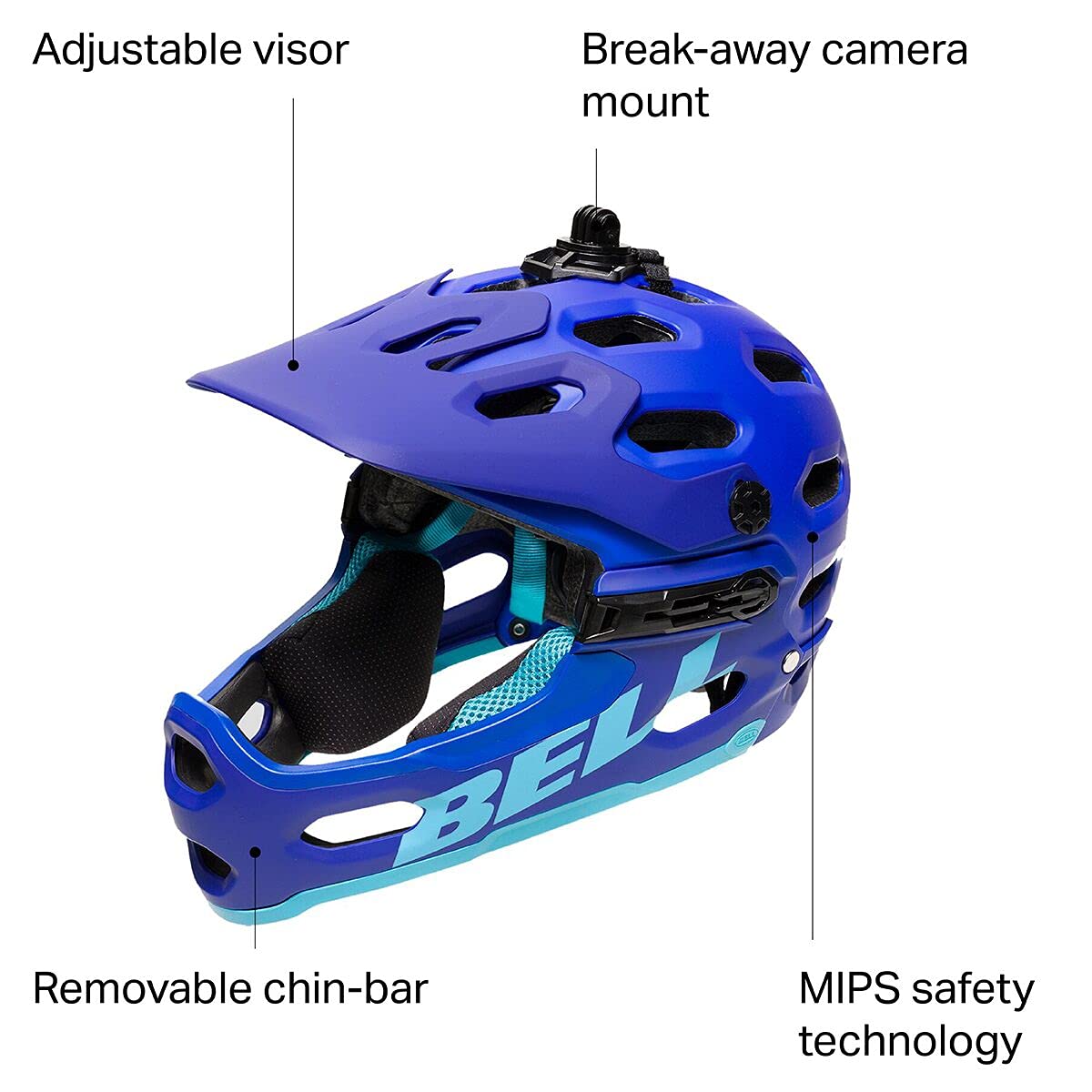 BELL Super 3R MIPS Fahrradhelm, Blau matt, Größe L Sport & Freizeit