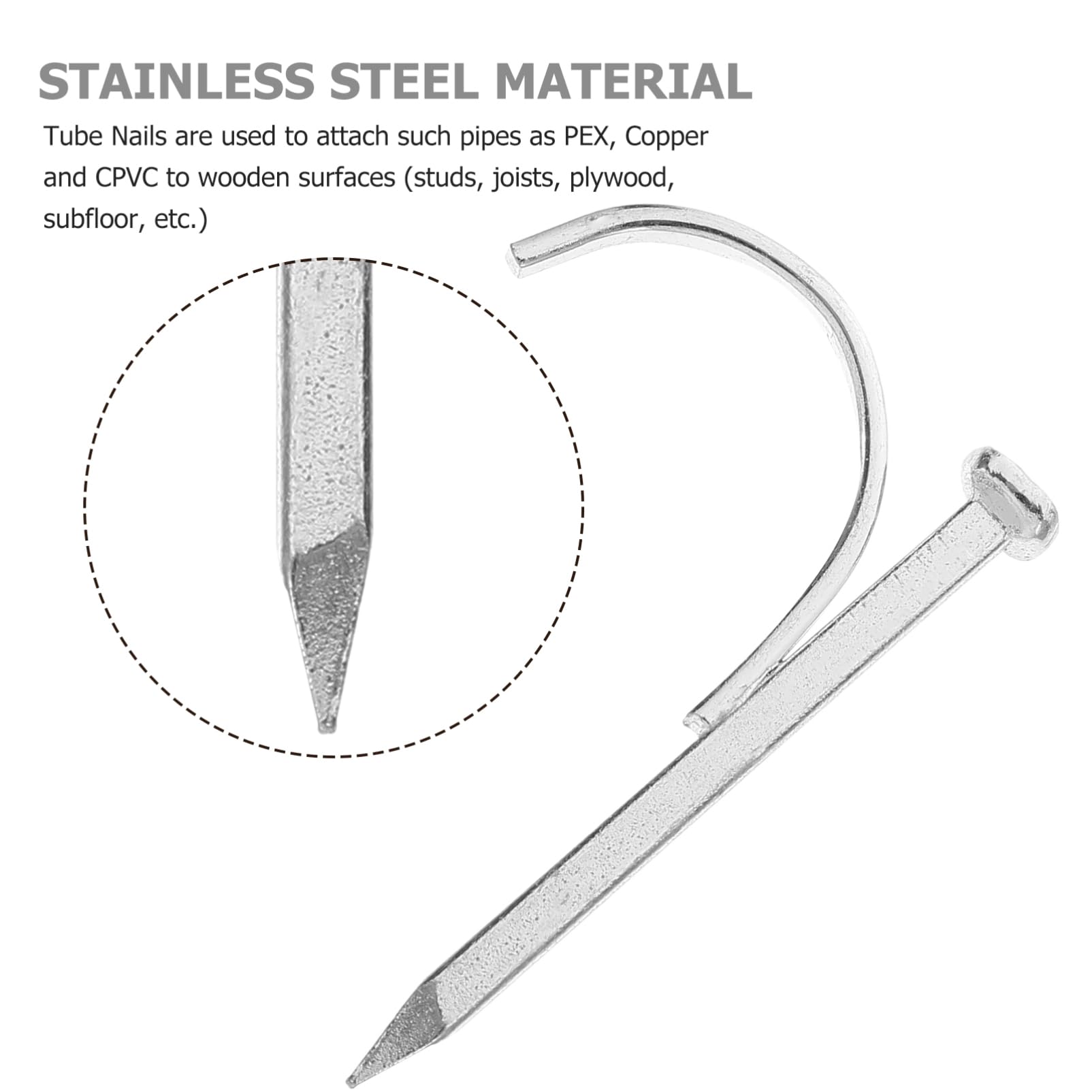 Fixing Clips J Hook Nail in Acciaio Inox 200 Pezzi per Tubi