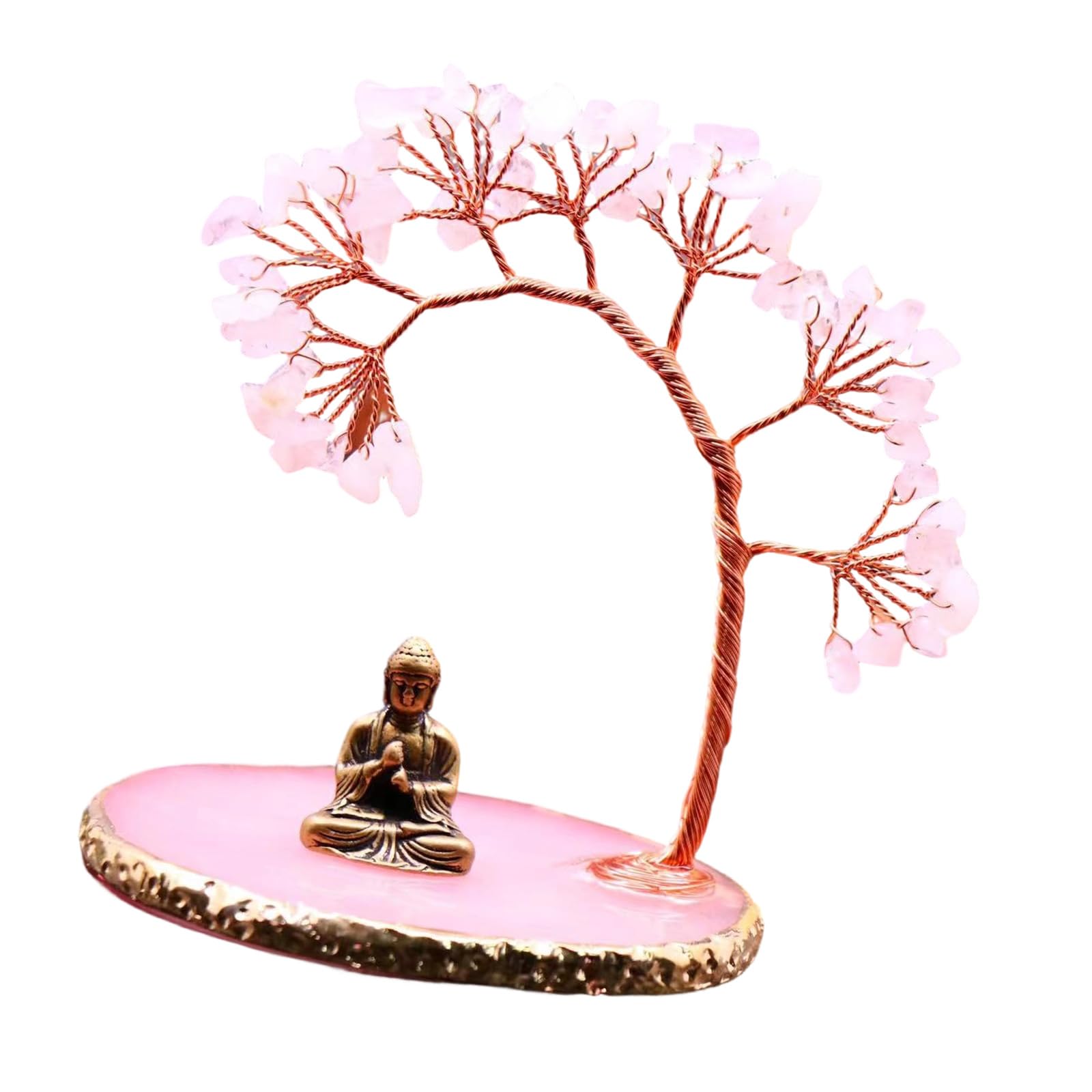 Tsophreniq Buddhas Statue and Crystal Tree Money for Wealth and Luck Yogas Meditations Decors for Living Room Decorations Money for Wealth and Luck