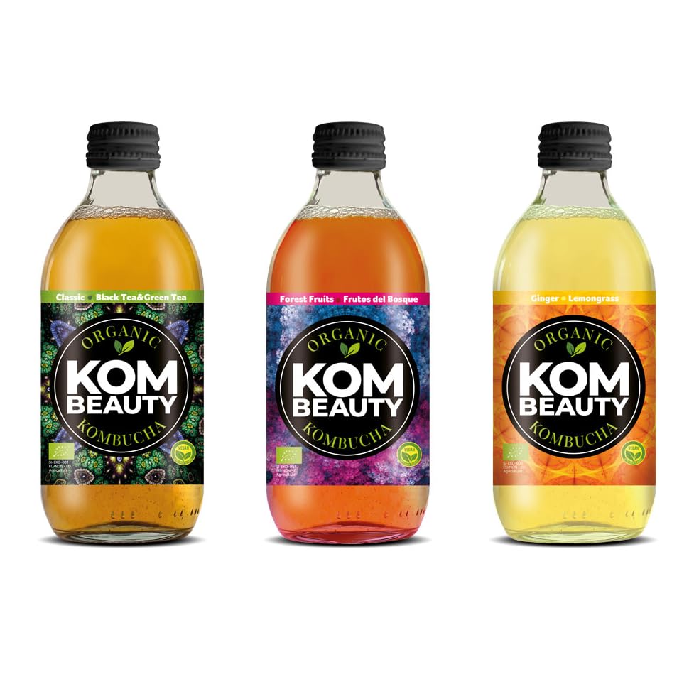 KOMBEAUTY - Bebida de kombucha, Pack de 12 Botellas de 33 cl. (Pack Mix)