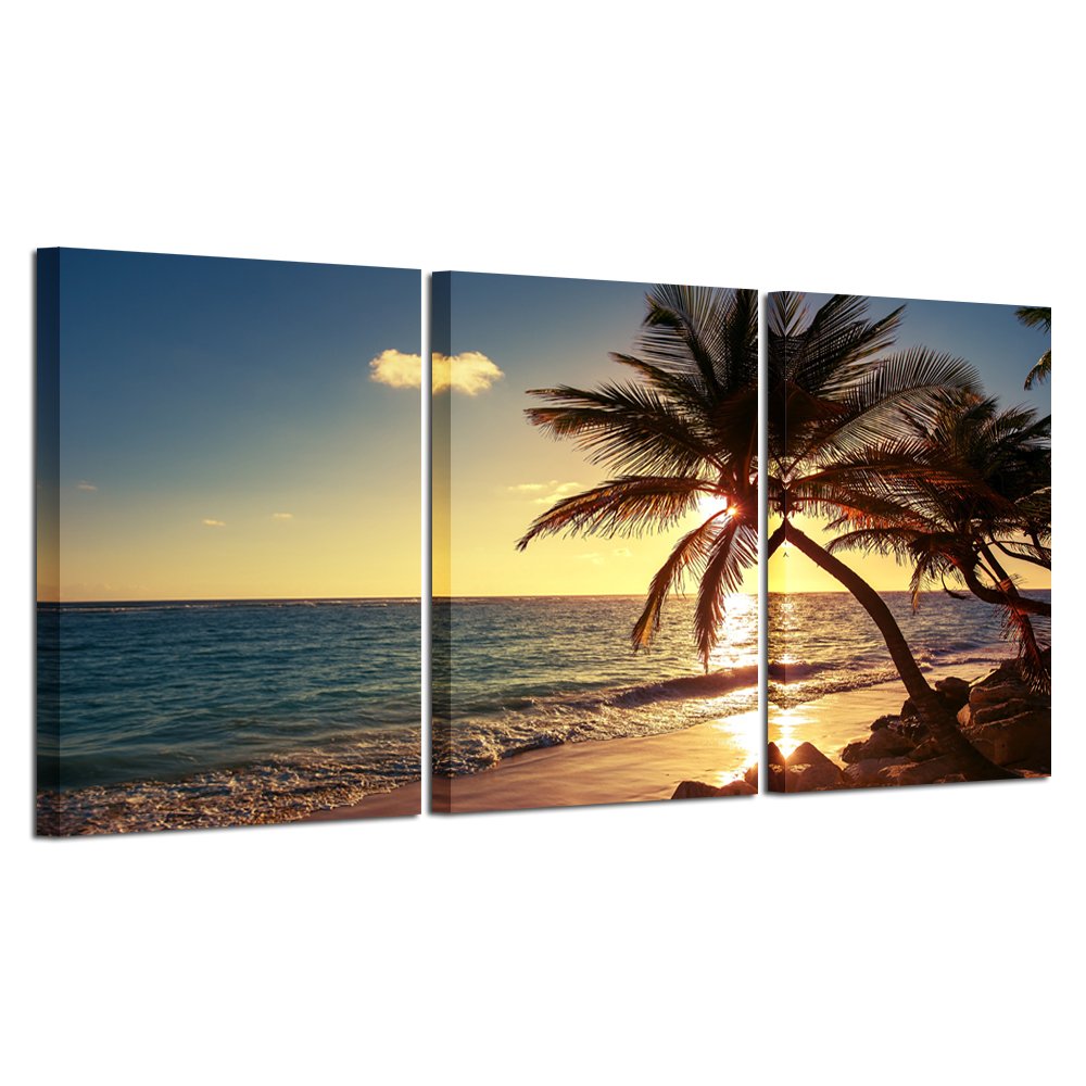 Amazon.co.jp: Helloアートワーク – Sunset Beach Palm Treeマルチ