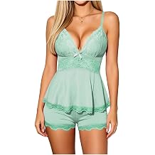 Womens Satin Camisole Pajama Set - Camisole Top and Shorts with Bow