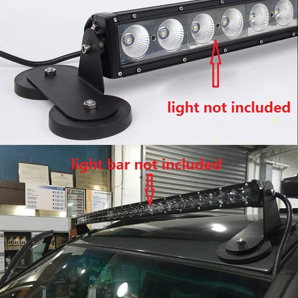 Willpower 2 soportes de montaje magnéticos universales con ventosa para barra de luz LED recta curvada de montaje lateral, luces antiniebla en el techo del capó