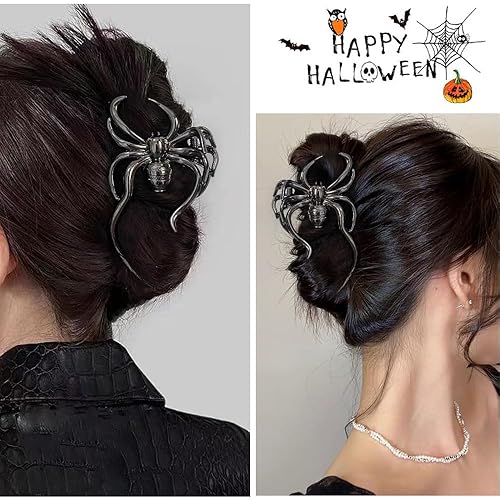 Miniatura 3 de Pinzas de metal para el cabello de Halloween, pinzas de tiburón araña, lindo soporte para cola de caballo, pinzas para el cabello de Halloween,