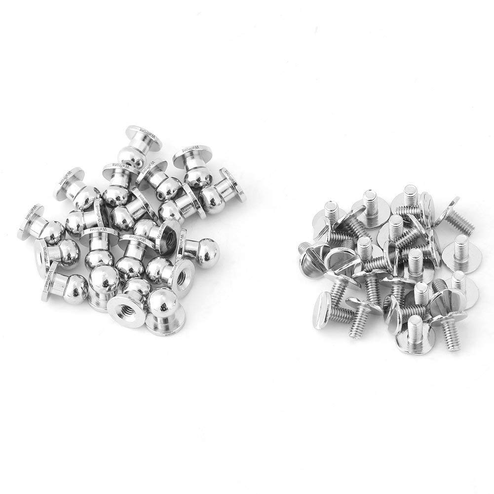 20Pcs Round Head Solid Nail Rivet Button Silver Buttons Stud Screw Nail Screwback Cap Rivets Belt Strap Bag Screws DIY Leather Accessories
