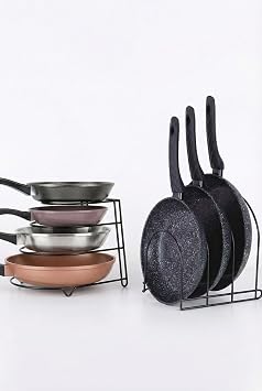 Orret Home Metal 4 Katlı Tava Rafı Düzenleyici Organizer – Dik ve Yatay Kullanım Tencere Tava Standı, Dolap İçi Tava Rafı, Mutfak Tencere Kapaklık Organizer, Çok Amaçlı Metal Raf
