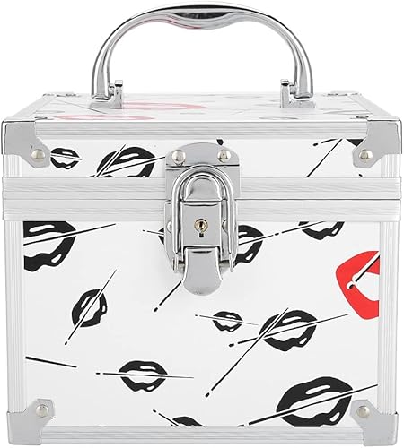 Miniatura 9 de Estuche de maquillaje profesional, organizador de maquillaje portátil de aluminio con una bandeja, caja de almacenamiento de cosméticos con