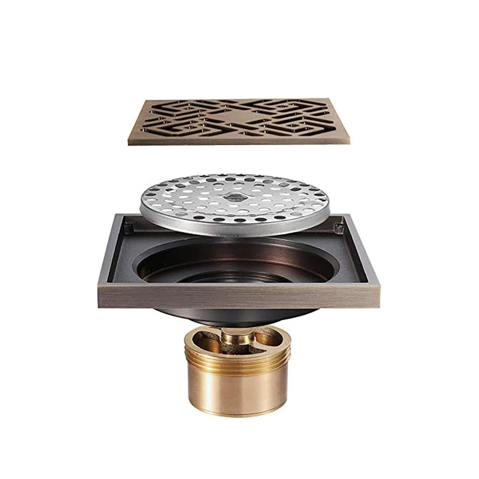 Évacuation de douche bronze antique anti-odeur avec clapet laiton