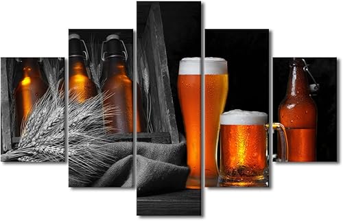 Vista 84 de Imágenes de pared para sala de estar, pintura de copa de vino tinto, bebidas alcohólicas, 5 paneles, lienzo, arte de pared, pósteres e impresiones