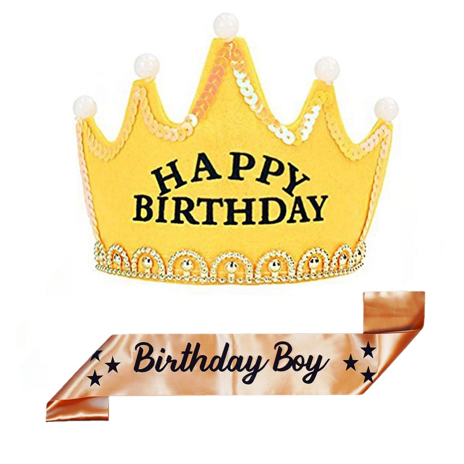 Ihs Onlin New Happy Birhday | Yellow Crown and Golden Birthday Boy Satin Sash Birthday Decoration Items for Boy | Birthday Sash for Boy| Crown for Birthday Boy | Birthday Sash and Crown for Boy (B0CMJP9ZRN) Amazon Price History, Amazon Price Tracker