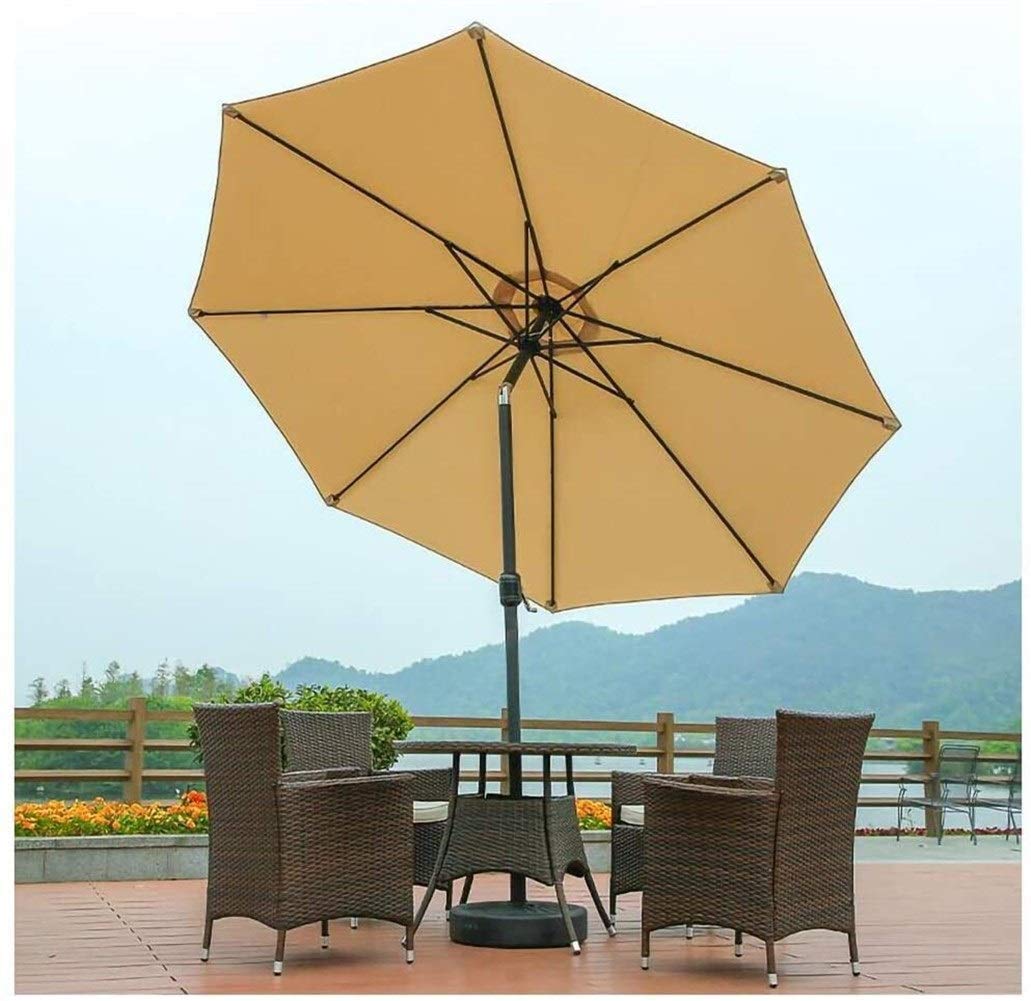 HCZKIUJY Outdoor Garden Parasols Garden Umbrella Parasol, 2.7M Tilting Parasols With Crank Handle, Adjustable Tilt Mechanism, Sunshine Protection, For Outdoor Balcony Pool Without Base (Brown A)