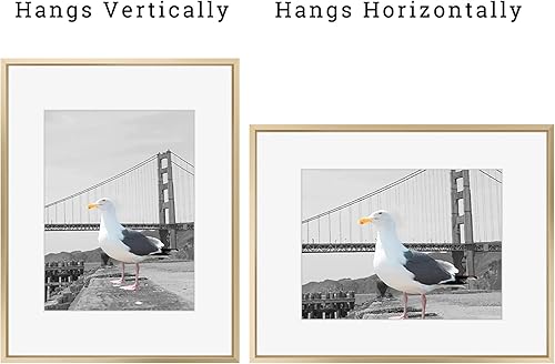 Miniatura 6 de Frametory, Marco de fotos de aluminio de 16 x 20 pulgadas con paspartú de color marfil para fotos de 11 x 14 pulgadas y vidrio real, colección de