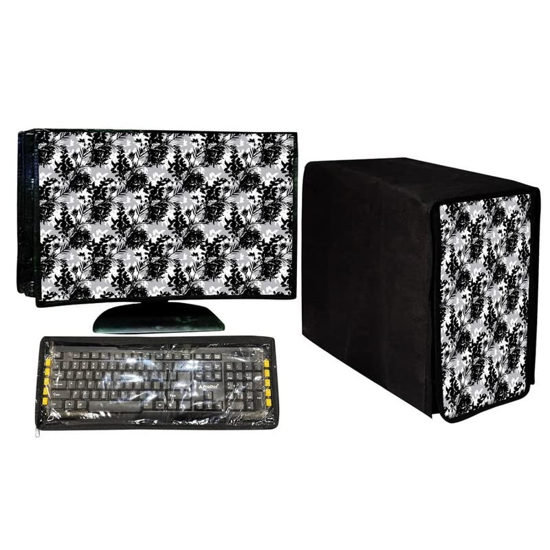 Avideco Printed Computer Desktop 3 in 1 DustProof Cover Combo 21 Inch Computer Desktop CPU Keyboard Cover Set of 3 in Size of 21x1.5x13 Inch||Design 2