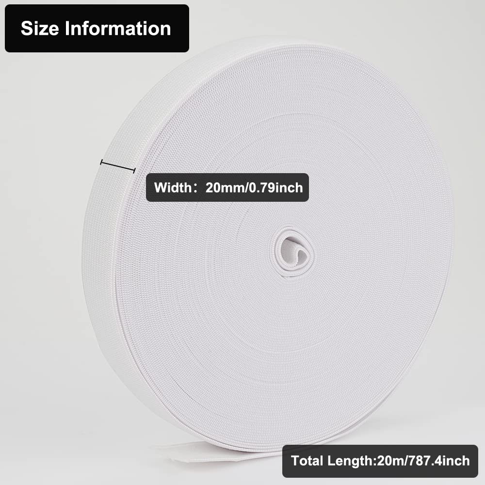Cinghia Elastica Per Cucito - 20 Metri X 2 Cm, Bianca, Per Abbigliamento E Fai Da Te - Foto 2