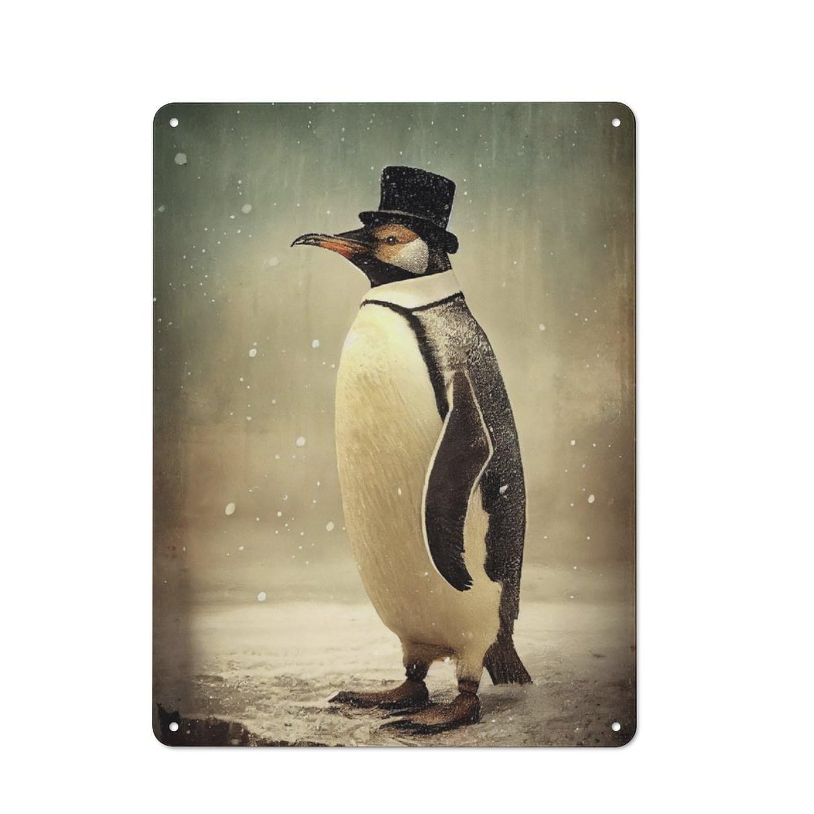 Junmoney Penguin Retro Vintage Tin Wall Plaque 40X30cm For Workshop Wall, A Decorative Christmas Gift For Makers And Diy Enthusiasts