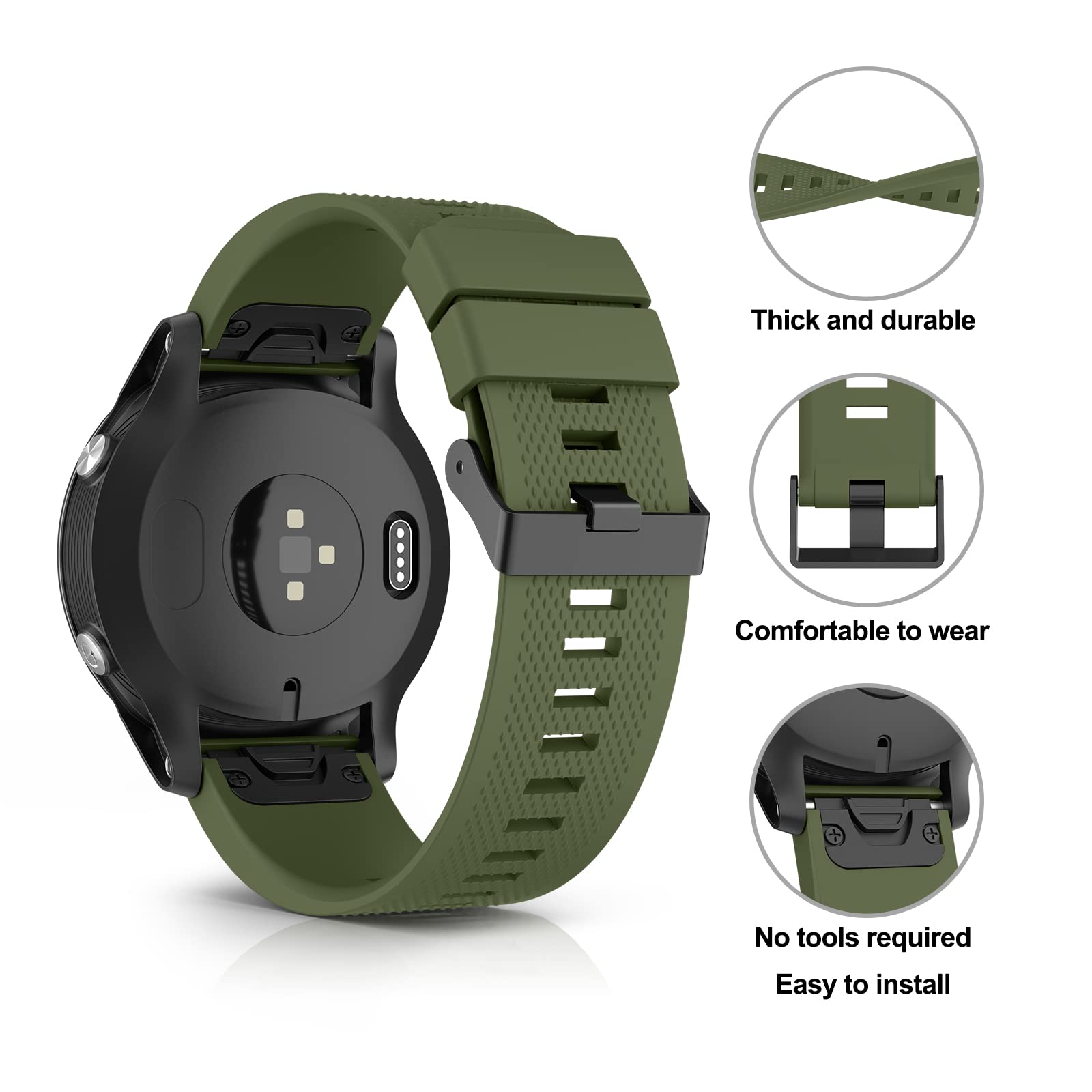 Mugust Silikon-Armband Für Garmin Fenix 6/7, Forerunner 935/945 Uvm. – 22 Mm (rot)