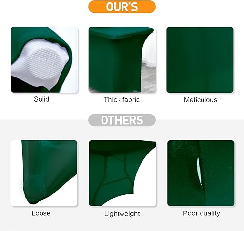 Miniatura 8 de Paquete de 2 manteles rectangulares de elastano de 6 pies, color verde cazador, de tela elástica, sin arrugas, para fiestas, ferias comerciales,