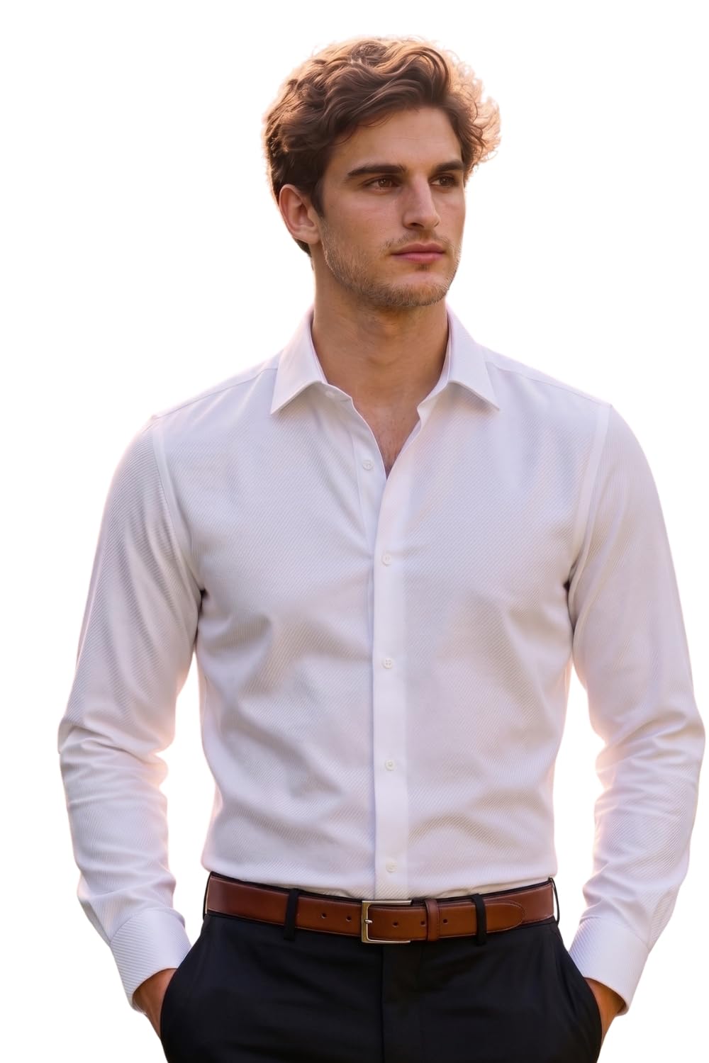 louis philippe Mens Slim Fit Performance Knit Young Formal Shirt with 360 Degree Stretch-picture-18