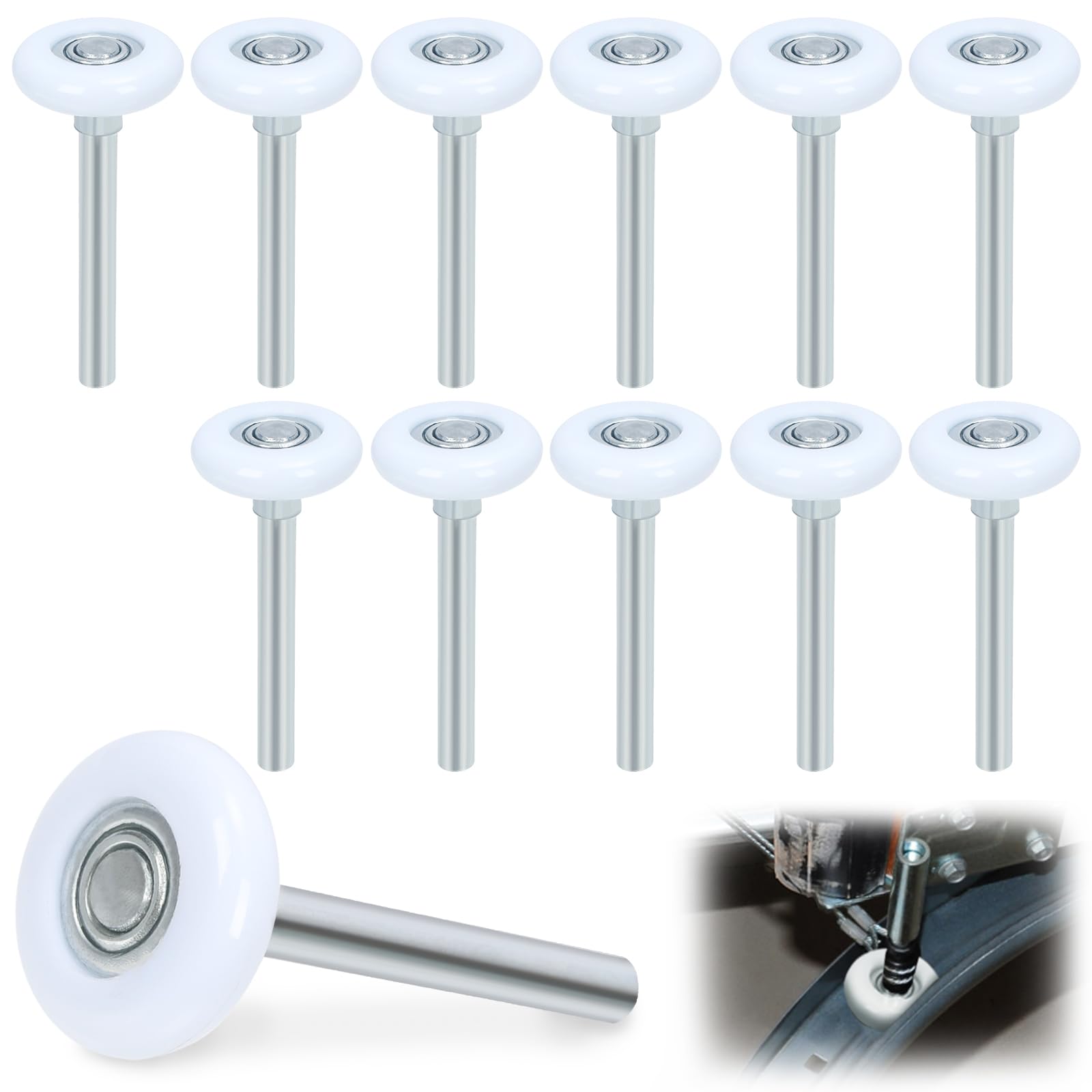 Swpeet 10Pcs Quiet Garage Door Rollers Nylon Door Wheels Replacement Garage Roller, Reinforced Dual Cage - Image 2