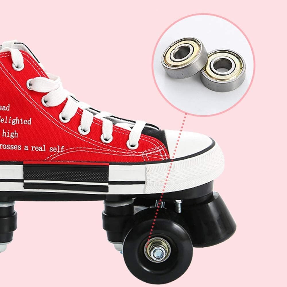 Roller Skates, Woman Man Roller Skating Four People Adult Roller Skating 4 Wheels Children Led Roller Skates, Art Boy Girl Vintage Design,34-Noir