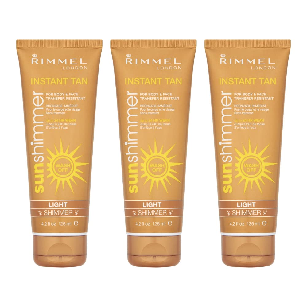 3 x Rimmel London Instant Tan Sun Shimmer Instant Tan - Light 125ml