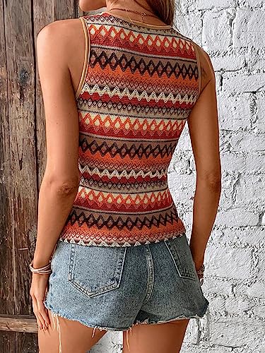 Verdusa Women's Geo Print Crewneck Sleeveless Tops Boho Summer Tank Top2