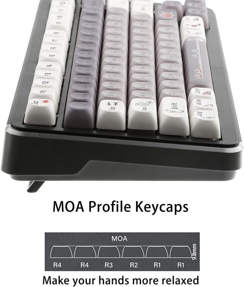 Smart Fish MOA Profile 134 Keys PBT Keycaps Set, 5 Side Dye Sublimation, Fish Scale Texture Keycaps for Mechanical Keyboard, Minimalist Artisan Design for Cherry Gateron MX Switches