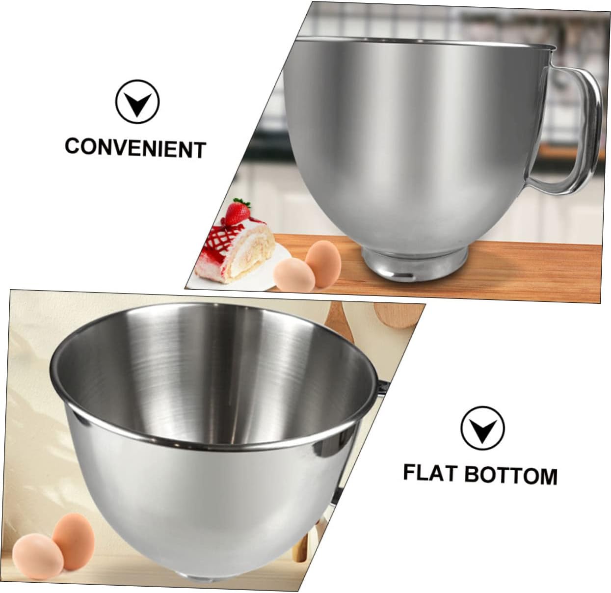 Mikinona Stainless Steel Mixing Bowl for Stand Mixer Stainless Steel Bowl for Mixing Batters Sauces and Marinating Meat Dishwasher Safe