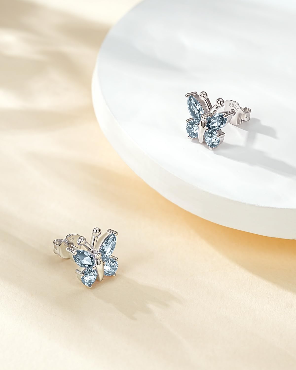Butterfly Earrings for Mom from Daughter or Son: Mothers Day Gifts 925 Sterling Silver 12 Months Birthstone Stud Earrings Jewelry Gift for Her Daughter Granddaughter Girlfriend Birthday Anniversary
