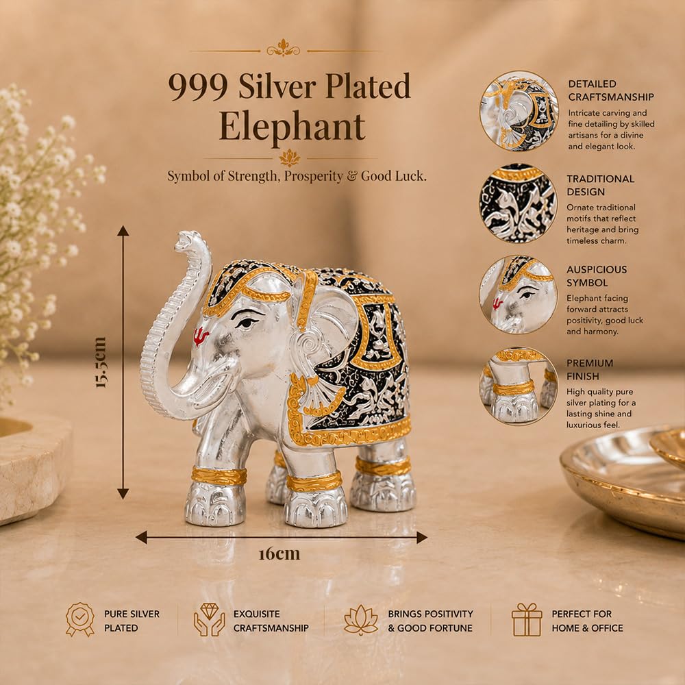 Silver Elephant Pair - Diwali Gift & Home Decor -2