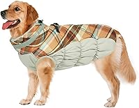 Vista 45 de Lelepet Abrigo cálido para perro, abrigo de invierno para perro, chaqueta impermeable para perros con arnés integrado reflectante para mascotas