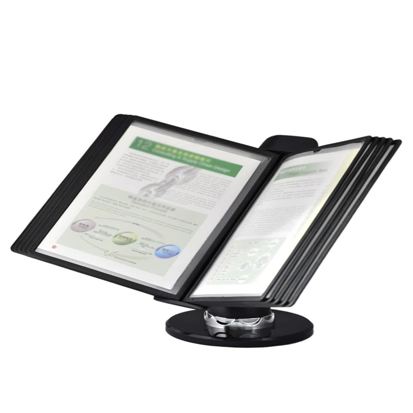 Clasificador De Mesa - Mesa Paneles De Visión A4, 10 Bolsillos, Giratorio 360° Y Ángulo De Inclinación Ajustable, Para Exhibición De Oficina Y Almacenamiento De Documentos