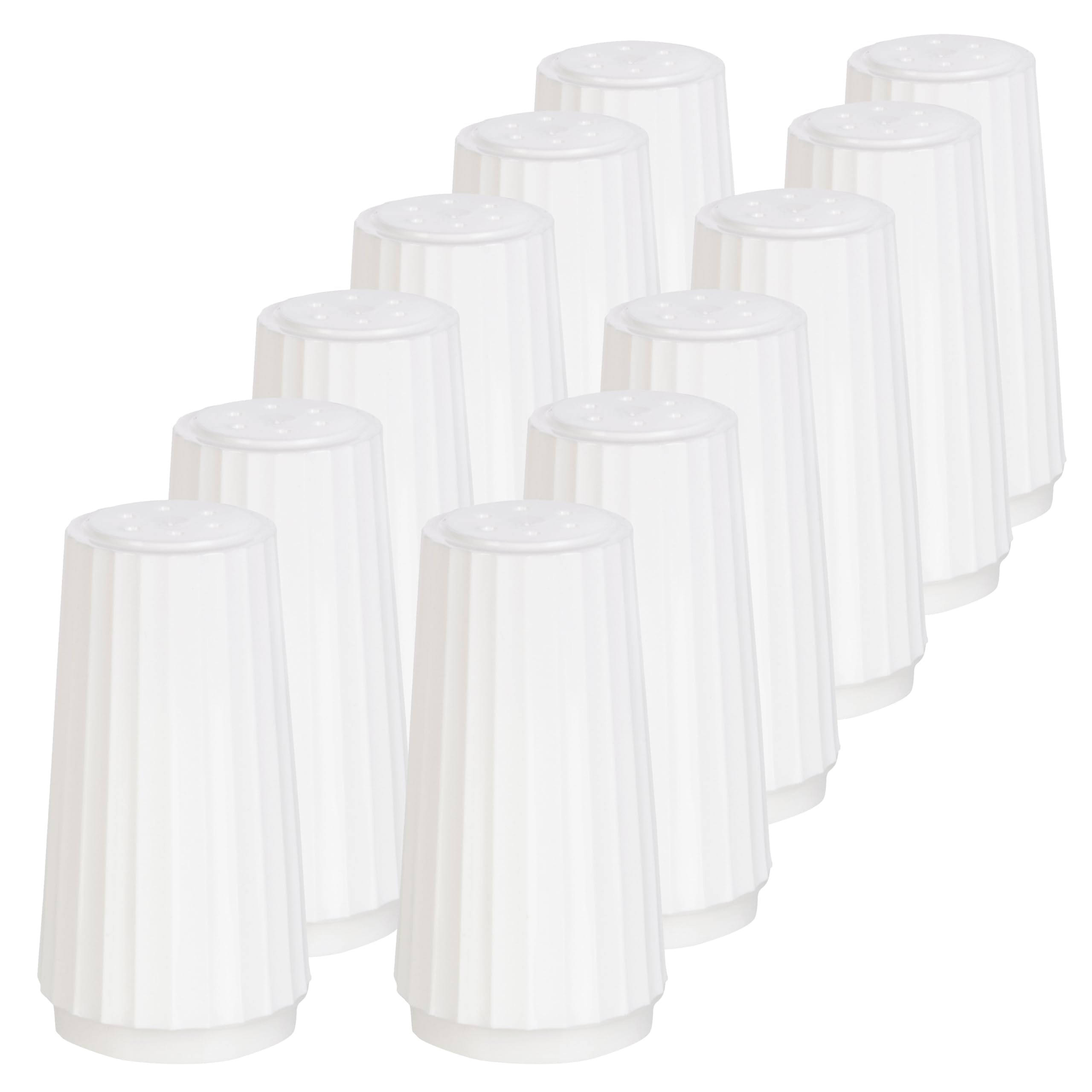 Disposable Salt Prefilled Shaker Set Bulk Pack: 12 Salt Shakers, Restaurants Style, Drop-Safe Plastic Bottles. Great for Holidays, Weddings, Parties, Events, Celebrations & Galas